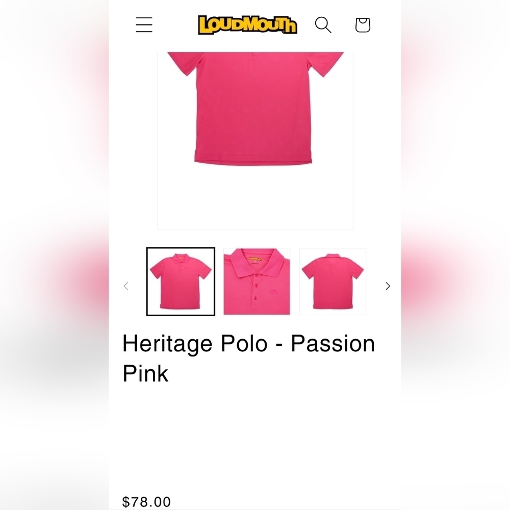 Loudmouth fushia short sleeve polo shirt large performance golf pickleball